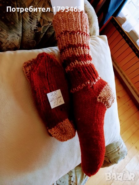 Ръчно плетени дамски чорапи от вълва, размер 38, снимка 1