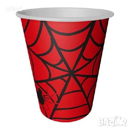 Спайдърмен паяжина spiderman 8 бр картонени чаши парти рожден ден, снимка 1