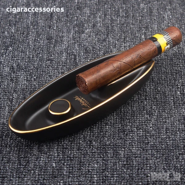 Керамичен пепелник Lubinski за 1 пура – с позлатени елементи, снимка 1