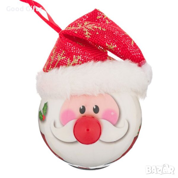 3 броя LED светеща коледна топка Дядо Коледа, 7.5см, снимка 1