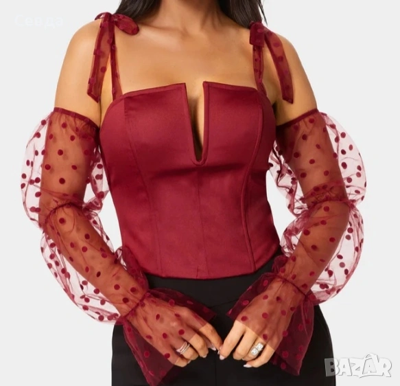 Бюстие, блуза, размер М - марка bebe, снимка 1