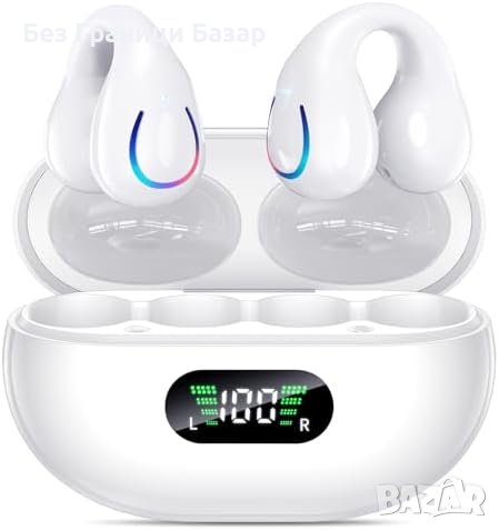 Нови Леки Ергономични Слушалки Bluetooth, Водоустойчиви, Бял Цвят, снимка 1