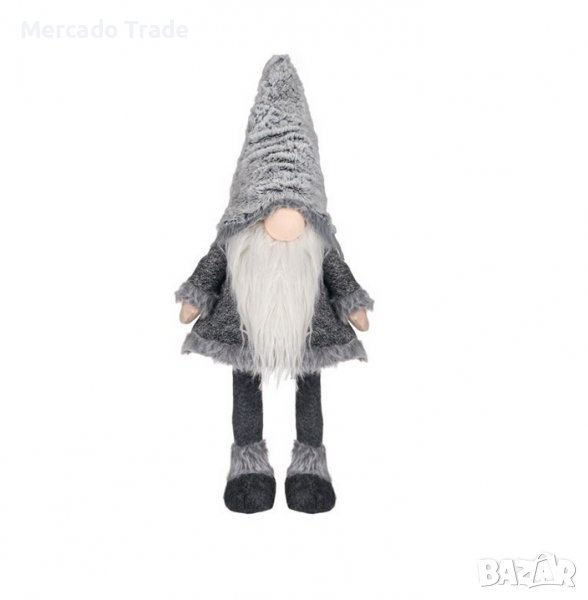Коледна декоративна фигура Mercado Trade, Гном, Сив, 70 см, снимка 1