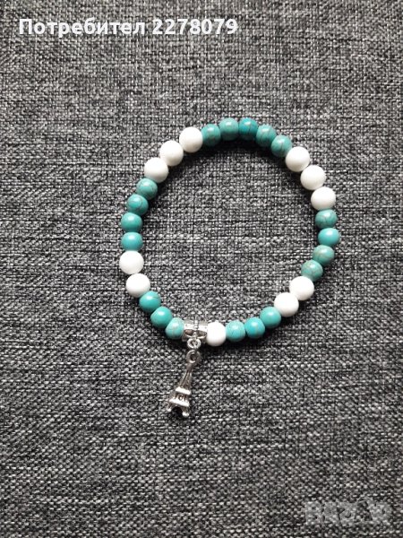 Гривна от седеф и тюркоаз - ръчна изработка, снимка 1