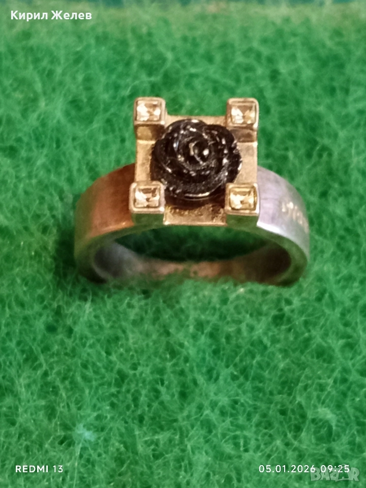 Дизайнерски сребърен пръстен DYRBERG/KERN с декоративна Роза и кристали ювелирна изработка 51799, снимка 1