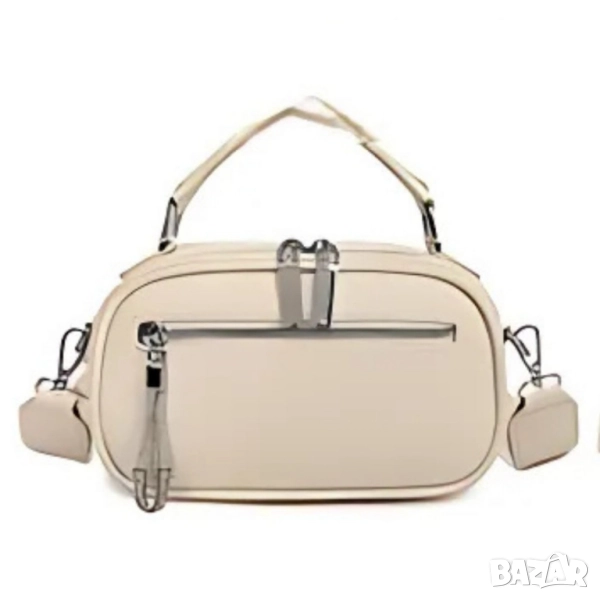 Модерна дамска чанта с ципове в различни цветове, снимка 1