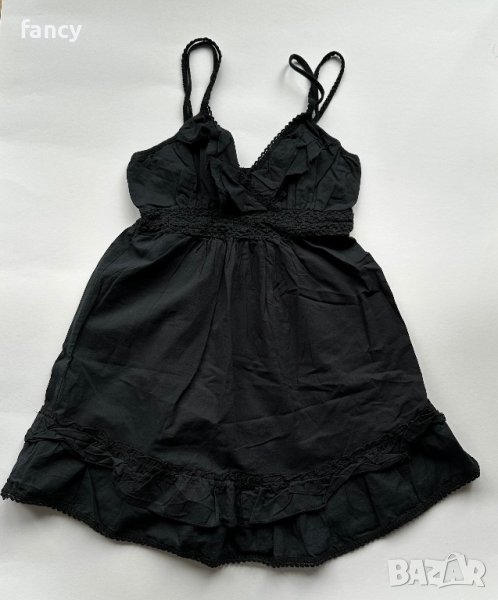 Черен бохо топ с презрамки, снимка 1