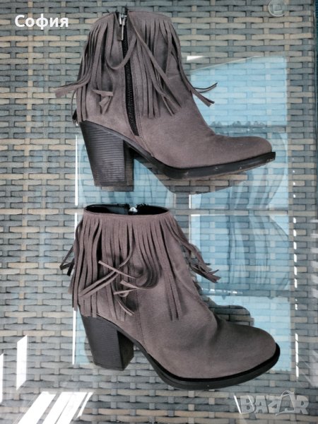 Сиви велурени боти, снимка 1