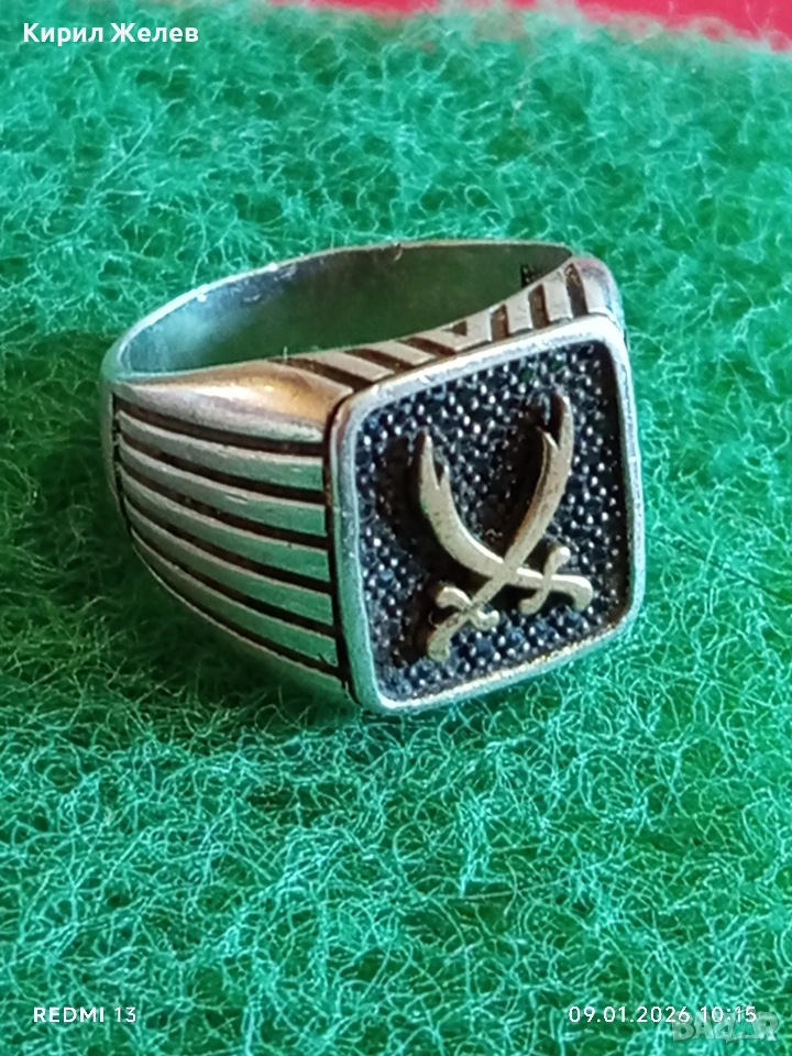 Сребърен пръстен изобразява меча Зулфикар майсторска ръчна изработка 52764, снимка 1