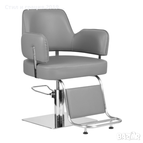 Фризьорски стол Linz Silver - сив, снимка 1