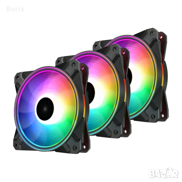 Комплект 3 вентилатора за компютър RGB DeepCool CF120 PLUS, 120 мм, 1800 об./мин., RGB подсветка, снимка 1