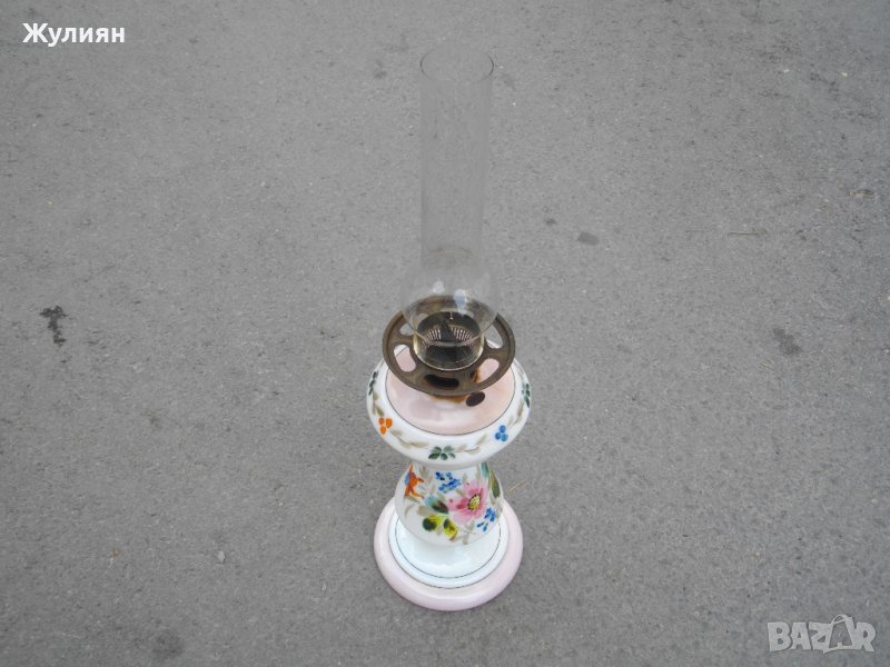  СТАРА РЪЧНО РИСУВАНА ГАЗЕНА ЛАМПА, снимка 1