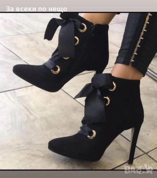 Дамски Черни Зимни Боти На Ток Код S37, снимка 1