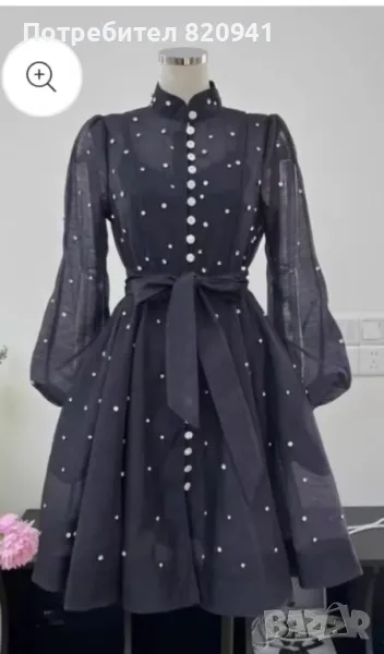 черна рокля с камъчета, снимка 1