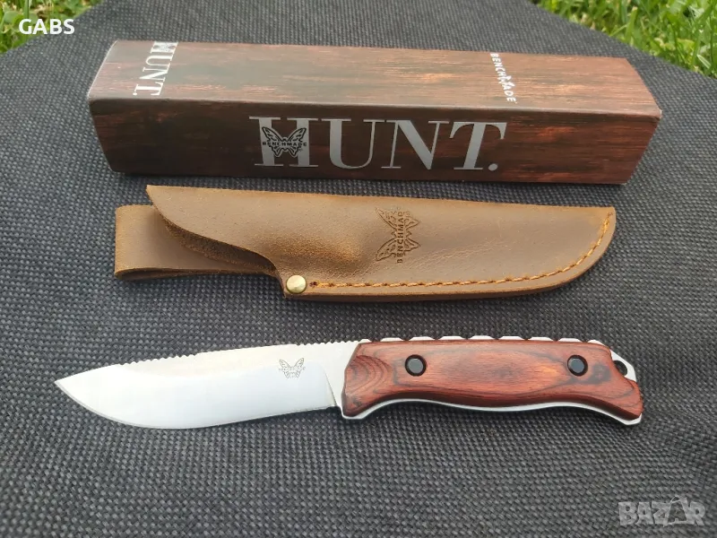 Ловен нож Benchmade HUNT голям с кожена кания, снимка 1