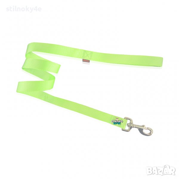 Текстилен повод за куче в неоново зелен цвят Текстилни поводи за кучета Кучешки текстилен повод, снимка 1