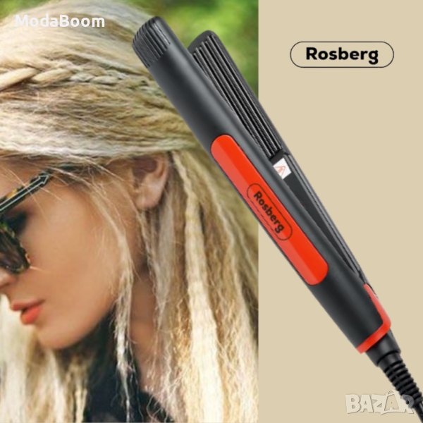 Преса за коса Rosberg R51101A, въпнообразна плоча, черно/ червено, 2 ГОДИНИ ГАРАНЦИЯ, снимка 1