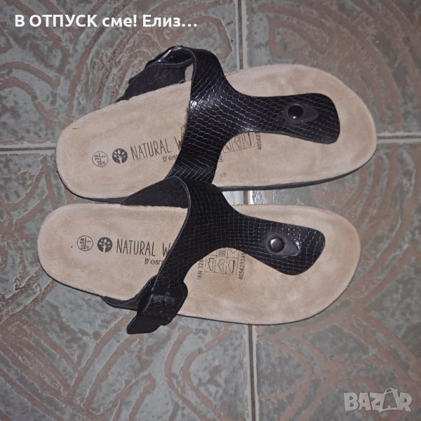 Чехли на платформа, тип Birkenstock, нови 38 естествена кожа и еко, снимка 1