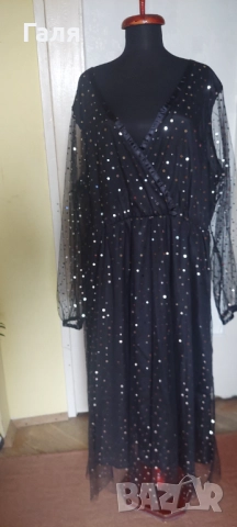 Дълга блестяща рокля с тюл размер 2-3ХЛ, снимка 4 - Рокли - 52197121