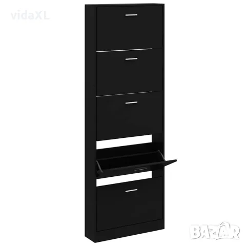 vidaXL Шкаф за обувки, черен, 59x17x169 см, инженерно дърво, снимка 3 - Шкафове - 56147144