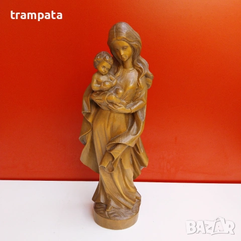 НАЙ ДОБРАТА ОФЕРТА Дървена фигура , дърворезба Мадоната с младенеца 