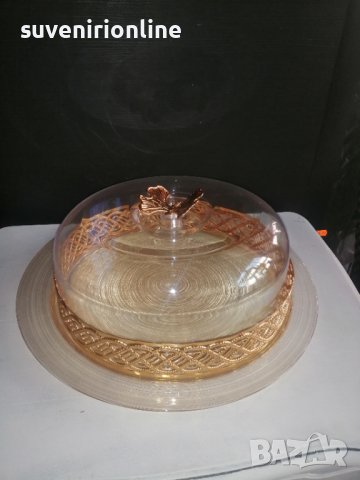 Стъклен поднос за торта/кекс с капак, снимка 4 - Аксесоари за кухня - 40012034