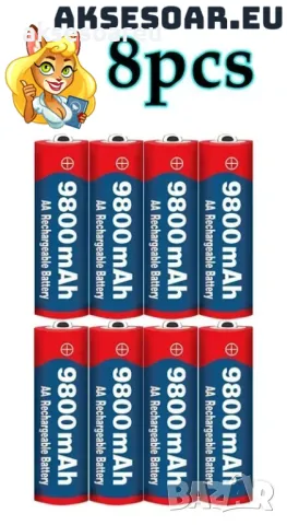 100% оригинална нова висококачествена AA батерия 1.5V 9800mAh акумулаторна AA батерия за LED светлин, снимка 9 - Батерии, зарядни - 48978601
