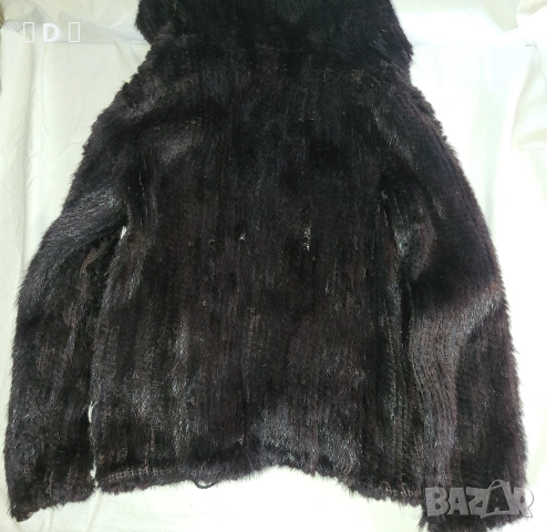 естествена НОРКА плетено яке с качулка - М, снимка 4 - Якета - 53730797
