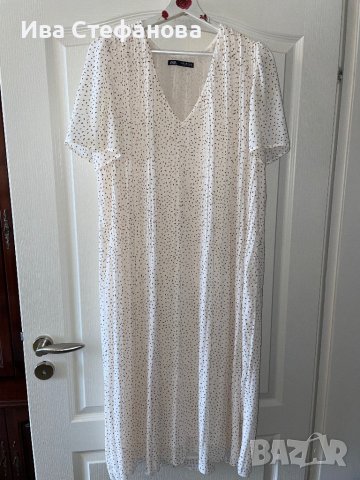 Елегантна нова романтична плисирана дълга нежна бяла рокля Zara , снимка 8 - Рокли - 40210139
