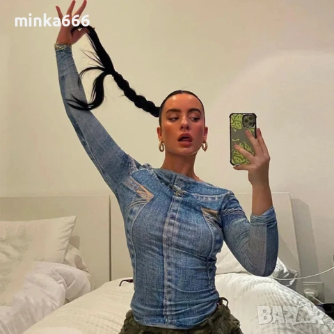 Еластична дамска блуза, снимка 2 - Блузи с дълъг ръкав и пуловери - 53134241