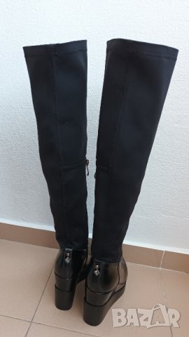 Дамски черни високи еластични ботуши, снимка 4 - Дамски ботуши - 41845645