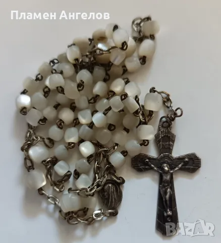 Автентичен френски Арт Деко Розарий/Броеница - Ръчно дялан седеф 1920-1940г.
