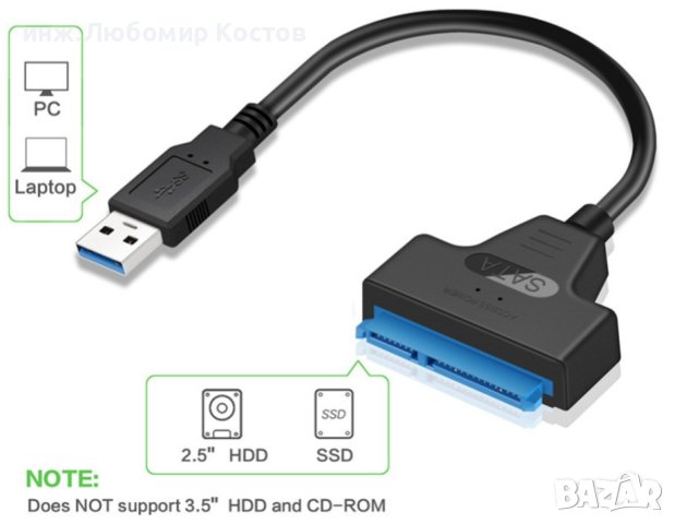 Адаптерни кабели свързващи 2,5-инчов външен SSD HDD твърд диск 22-пинов Sata 3, снимка 2 - Части и Платки - 41486585