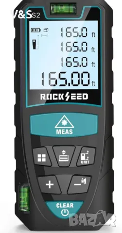 Лазерна ролетка, цифров лазерен дистанциономер Rockseed 50 метра, с 2 мехурчета
