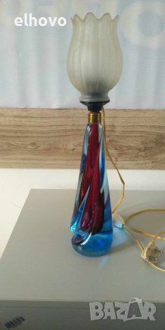 Стъклена настолна лампа, снимка 2 - Антикварни и старинни предмети - 42363260