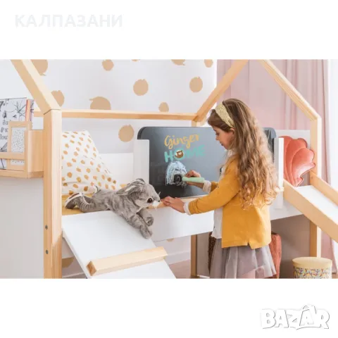 Детско Легло Къщичка, Монтесори, Двуетажно, Пързалка SRK-20, снимка 3 - Мебели за детската стая - 47532567