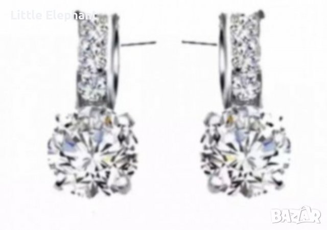 Сребърни обеци,wedding jewelry,с кристали,white/нови
