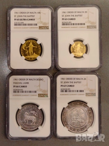 Малтийски орден - лот монети 1961 NGC - Злато,Сребро, снимка 4 - Нумизматика и бонистика - 52283882