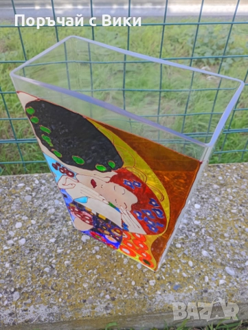 Стъклена ваза ръчна изработка, снимка 6 - Вази - 52324300