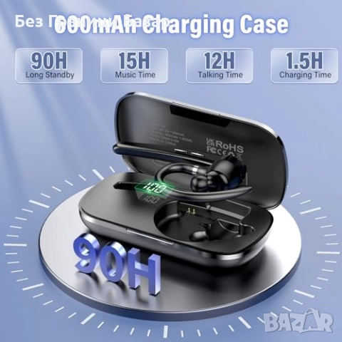 Нова Bluetooth 5.3 слушалка с Dual Mic, шумопотискане и 90 часа работа за спорт офис, снимка 6 - Bluetooth слушалки - 52306873