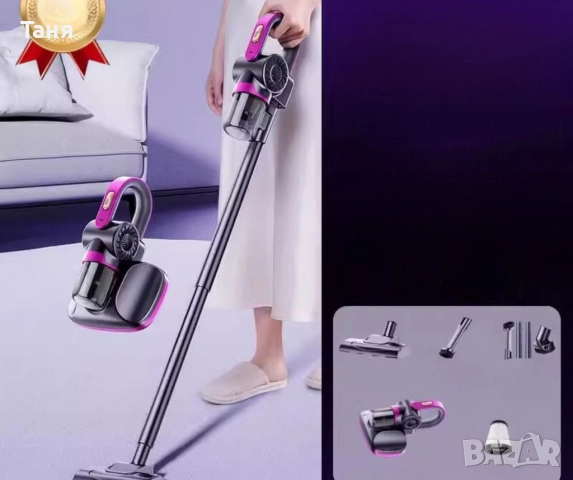 Безжична преносима прахосмукачка с голямо засмукване за отстраняване на ултравиолетови акари 3 в 1 ., снимка 7 - Прахосмукачки - 52390316