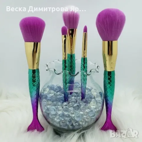 Специална колекция от 5 броя четки за грим тип Русалка HZS96, снимка 3 - Козметика за лице - 47728533