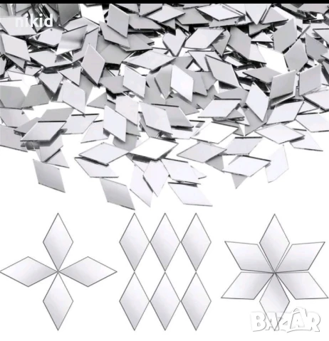 100 бр ситни ромбове мозайка огледални стъкълца самозалепващи за украса и декорация, снимка 2 - Други - 50605916
