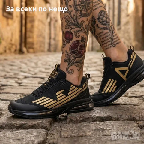 EA7 C2Ultimate Мъжки Маратонки С Кутия👟Мъжки Спортни Обувки Черно И Златисто Код S473