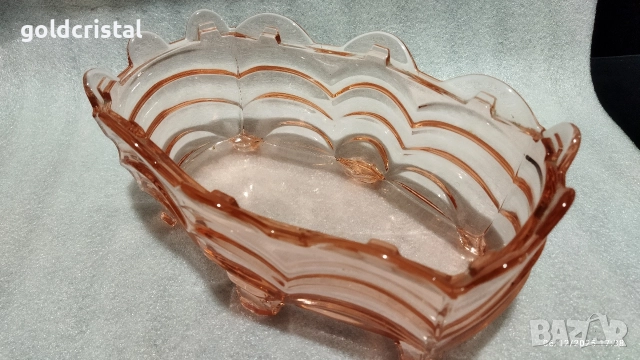 Стара стъклена купа фруктиера бонбониера, снимка 3 - Антикварни и старинни предмети - 52675093