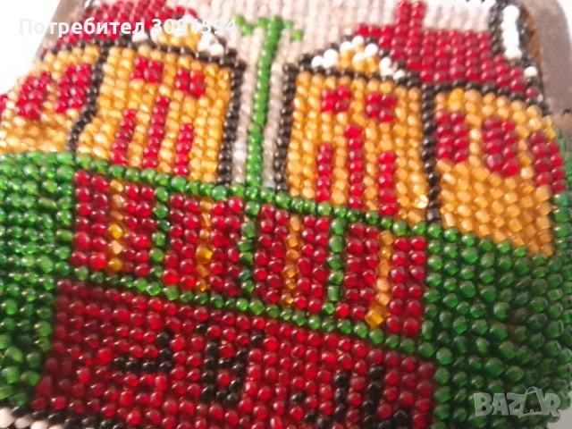  Много рядко Антично османско портмоне ,със куршум -  затворнически мъниста Стъклени пясъчни мъниста, снимка 2 - Други ценни предмети - 53018963