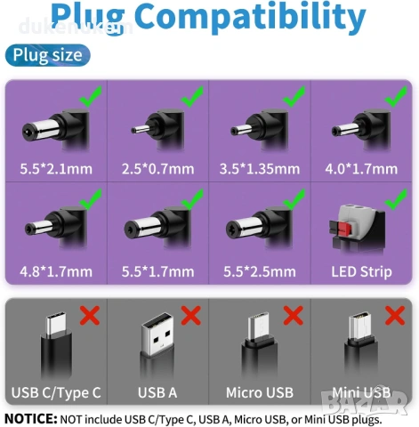 Универсално захранване 12V 2A – 24W със 7 накрайника, снимка 3 - Друга електроника - 53242469