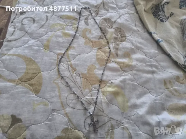 Сребърно ланче с кръстче, снимка 2 - Колиета, медальони, синджири - 56072705