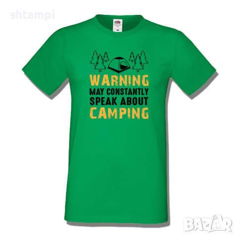 Мъжка тениска Warning May Constantly Speak About Camping,Къмпинг,Планина,Изненада,Подарък,Поход,Връх, снимка 6 - Тениски - 36355277