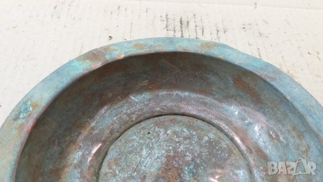 отличен кован възрожденски бакърен сахън, купа, паница , снимка 6 - Антикварни и старинни предмети - 42037595